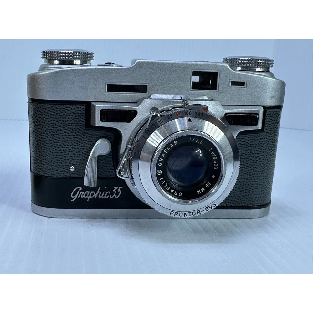 Graflex Graphic 35mm Film Camera Graflar 50mm‎ F 3.5 Lens Germany Not Tested